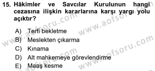 Türk Anayasa Hukuku Dersi 2022 - 2023 Yılı Yaz Okulu Sınav Soruları 15. Soru