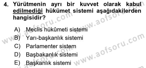 Türk Anayasa Hukuku Dersi 2022 - 2023 Yılı Yaz Okulu Sınav Soruları 4. Soru