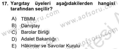 Türk Anayasa Hukuku Dersi 2023 - 2024 Yılı (Final) Dönem Sonu Sınav Soruları 17. Soru