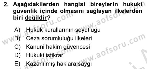 Türk Anayasa Hukuku Dersi 2023 - 2024 Yılı (Final) Dönem Sonu Sınav Soruları 2. Soru