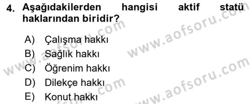 Türk Anayasa Hukuku Dersi 2023 - 2024 Yılı (Final) Dönem Sonu Sınav Soruları 4. Soru
