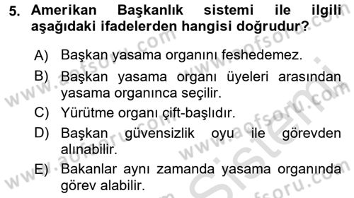Türk Anayasa Hukuku Dersi 2023 - 2024 Yılı (Final) Dönem Sonu Sınav Soruları 5. Soru