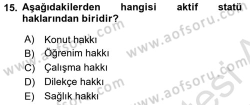 Türk Anayasa Hukuku Dersi 2024 - 2025 Yılı (Vize) Ara Sınav Soruları 15. Soru