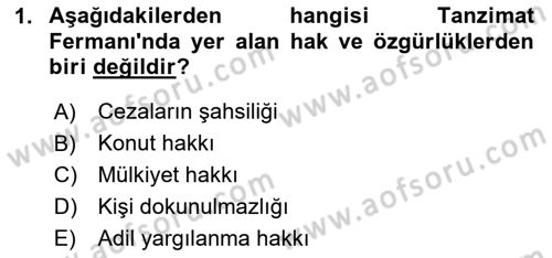 Türk Anayasa Hukuku Dersi Dönem Sonu Sınavı Deneme Sınav Soruları 1. Soru