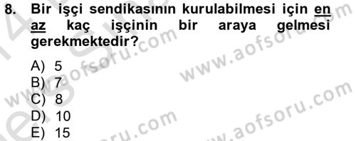 İş Ve Sosyal Güvenlik Hukuku Dersi 2013 - 2014 Yılı Tek Ders Sınavı 8. Soru