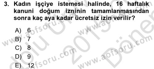 İş Ve Sosyal Güvenlik Hukuku Dersi 2015 - 2016 Yılı (Final) Dönem Sonu Sınav Soruları 3. Soru