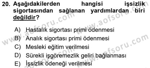 İş Ve Sosyal Güvenlik Hukuku Dersi 2016 - 2017 Yılı 3 Ders Sınav Soruları 20. Soru
