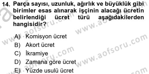 İş Ve Sosyal Güvenlik Hukuku Dersi 2016 - 2017 Yılı (Vize) Ara Sınavı 14. Soru