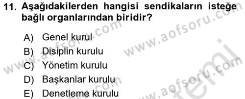 İş Ve Sosyal Güvenlik Hukuku Dersi 2018 - 2019 Yılı 3 Ders Sınavı 11. Soru