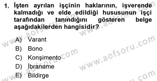 İş Ve Sosyal Güvenlik Hukuku Dersi 2018 - 2019 Yılı Yaz Okulu Sınav Soruları 1. Soru