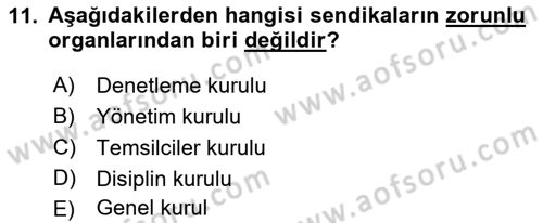 İş Ve Sosyal Güvenlik Hukuku Dersi 2018 - 2019 Yılı Yaz Okulu Sınav Soruları 11. Soru