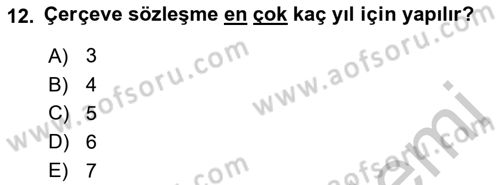 İş Ve Sosyal Güvenlik Hukuku Dersi 2018 - 2019 Yılı Yaz Okulu Sınav Soruları 12. Soru