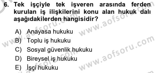 İş Ve Sosyal Güvenlik Hukuku Dersi 2018 - 2019 Yılı Yaz Okulu Sınav Soruları 6. Soru