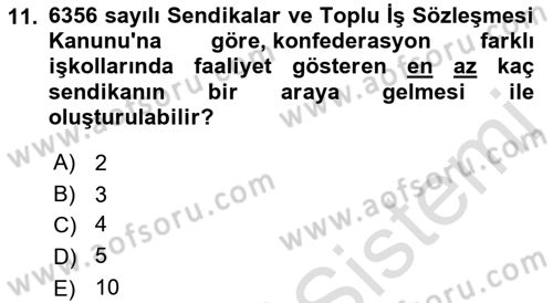 İş Ve Sosyal Güvenlik Hukuku Dersi 2021 - 2022 Yılı Yaz Okulu Sınav Soruları 11. Soru