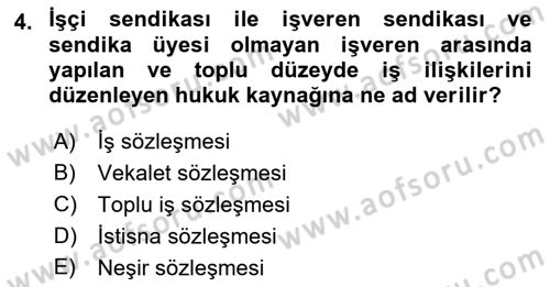 İş Ve Sosyal Güvenlik Hukuku Dersi 2021 - 2022 Yılı Yaz Okulu Sınav Soruları 4. Soru