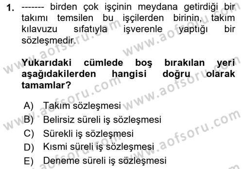 İş Ve Sosyal Güvenlik Hukuku Dersi 2022 - 2023 Yılı Yaz Okulu Sınav Soruları 1. Soru