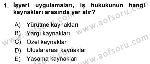İş Ve Sosyal Güvenlik Hukuku Dersi 2023 - 2024 Yılı (Final) Dönem Sonu Sınav Soruları 1. Soru