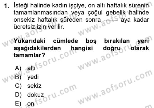 İş Ve Sosyal Güvenlik Hukuku Dersi 2024 - 2025 Yılı (Vize) Ara Sınav Soruları 1. Soru
