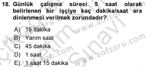 İş Ve Sosyal Güvenlik Hukuku Dersi 2024 - 2025 Yılı (Vize) Ara Sınav Soruları 18. Soru