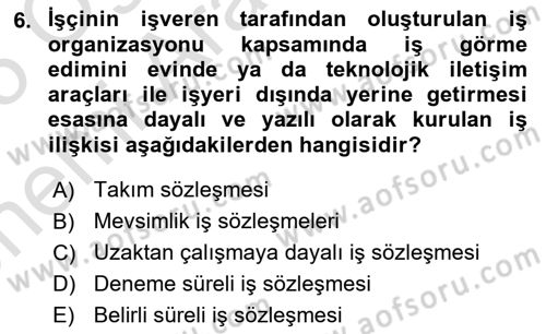 İş Ve Sosyal Güvenlik Hukuku Dersi 2024 - 2025 Yılı (Vize) Ara Sınav Soruları 6. Soru