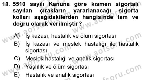 İş Ve Sosyal Güvenlik Hukuku Dersi 2024 - 2025 Yılı (Final) Dönem Sonu Sınav Soruları 18. Soru