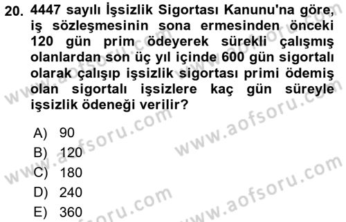 İş Ve Sosyal Güvenlik Hukuku Dersi 2024 - 2025 Yılı (Final) Dönem Sonu Sınav Soruları 20. Soru