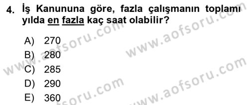 İş Ve Sosyal Güvenlik Hukuku Dersi 2024 - 2025 Yılı (Final) Dönem Sonu Sınav Soruları 4. Soru