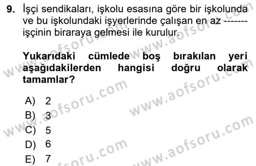 İş Ve Sosyal Güvenlik Hukuku Dersi 2024 - 2025 Yılı (Final) Dönem Sonu Sınav Soruları 9. Soru