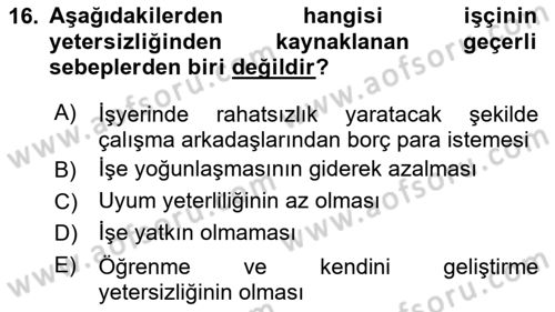 İş Ve Sosyal Güvenlik Hukuku Dersi 2025 - 2026 Yılı (Vize) Ara Sınav Soruları 16. Soru