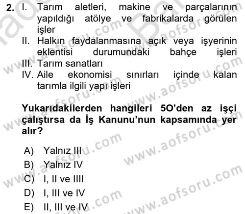 İş Ve Sosyal Güvenlik Hukuku Dersi 2025 - 2026 Yılı (Vize) Ara Sınav Soruları 2. Soru