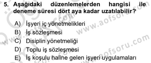 İş Ve Sosyal Güvenlik Hukuku Dersi 2025 - 2026 Yılı (Vize) Ara Sınav Soruları 5. Soru