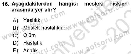 İş Ve Sosyal Güvenlik Hukuku Dersi 2025 - 2026 Yılı (Final) Dönem Sonu Sınav Soruları 16. Soru