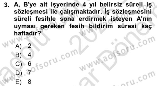 İş Ve Sosyal Güvenlik Hukuku Dersi 2025 - 2026 Yılı (Final) Dönem Sonu Sınav Soruları 3. Soru