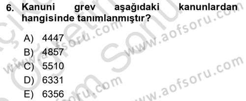 İş Ve Sosyal Güvenlik Hukuku Dersi 2025 - 2026 Yılı (Final) Dönem Sonu Sınav Soruları 6. Soru