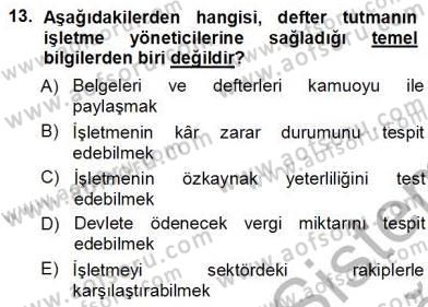 Muhasebe ve Hukuk Dersi 2012 - 2013 Yılı (Vize) Ara Sınav Soruları 13. Soru