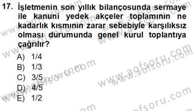 Muhasebe ve Hukuk Dersi 2012 - 2013 Yılı (Vize) Ara Sınav Soruları 17. Soru