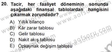 Muhasebe ve Hukuk Dersi 2012 - 2013 Yılı (Vize) Ara Sınav Soruları 20. Soru