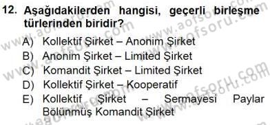 Muhasebe ve Hukuk Dersi 2012 - 2013 Yılı (Final) Dönem Sonu Sınav Soruları 12. Soru