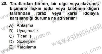 Muhasebe ve Hukuk Dersi 2012 - 2013 Yılı (Final) Dönem Sonu Sınav Soruları 20. Soru