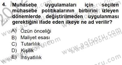 Muhasebe ve Hukuk Dersi 2012 - 2013 Yılı (Final) Dönem Sonu Sınav Soruları 4. Soru
