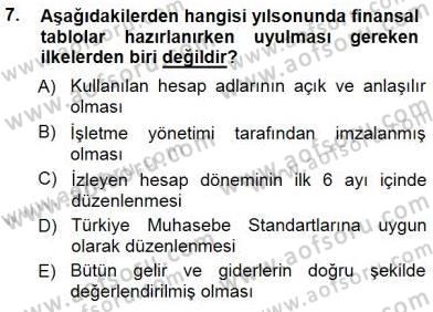 Muhasebe ve Hukuk Dersi 2012 - 2013 Yılı (Final) Dönem Sonu Sınav Soruları 7. Soru