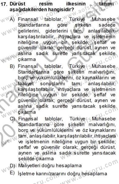 Muhasebe ve Hukuk Dersi 2013 - 2014 Yılı (Vize) Ara Sınav Soruları 17. Soru