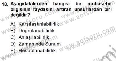 Muhasebe ve Hukuk Dersi 2013 - 2014 Yılı (Vize) Ara Sınav Soruları 18. Soru