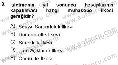 Muhasebe ve Hukuk Dersi 2013 - 2014 Yılı (Vize) Ara Sınav Soruları 8. Soru