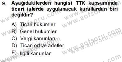 Muhasebe ve Hukuk Dersi 2013 - 2014 Yılı (Vize) Ara Sınav Soruları 9. Soru