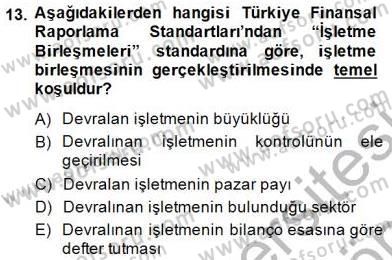 Muhasebe ve Hukuk Dersi 2013 - 2014 Yılı (Final) Dönem Sonu Sınav Soruları 13. Soru