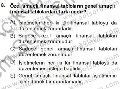 Muhasebe ve Hukuk Dersi 2013 - 2014 Yılı (Final) Dönem Sonu Sınav Soruları 8. Soru
