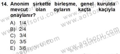 Muhasebe ve Hukuk Dersi 2013 - 2014 Yılı Tek Ders Sınav Soruları 14. Soru