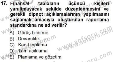 Muhasebe ve Hukuk Dersi 2013 - 2014 Yılı Tek Ders Sınav Soruları 17. Soru