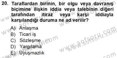 Muhasebe ve Hukuk Dersi 2013 - 2014 Yılı Tek Ders Sınav Soruları 20. Soru